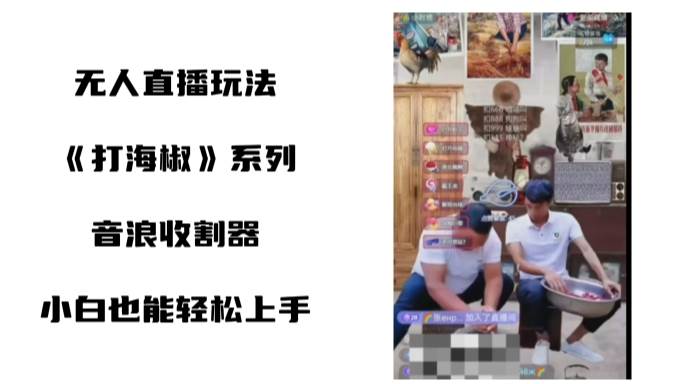 打海椒无人直播整蛊项目，小白轻松上手撸音浪收割器（教程 工具 素材）-阿戒项目库