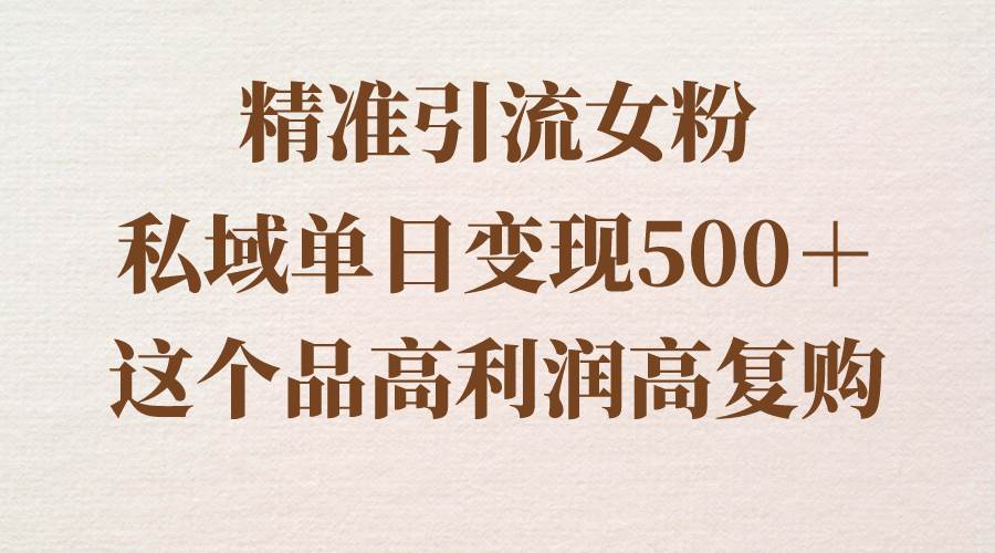 精准引流女粉，私域单日变现500＋，高利润高复购，保姆级实操教程分享-阿戒项目库