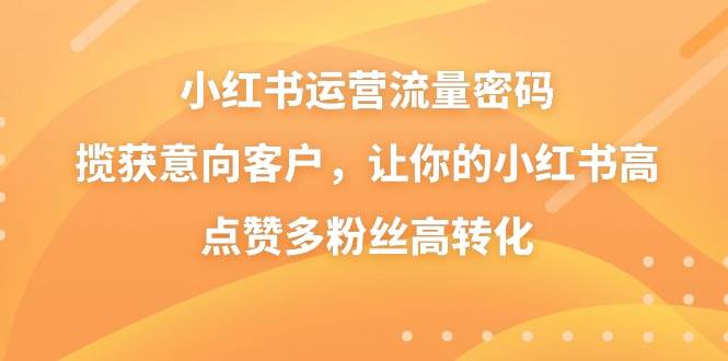 小红书运营流量密码，揽获意向客户，让你的小红书高点赞多粉丝高转化-阿戒项目库