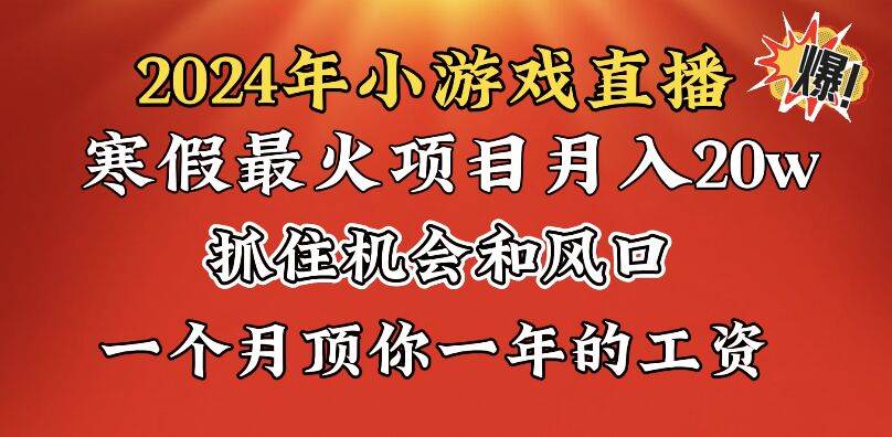 2024年寒假爆火项目，小游戏直播月入20w ，学会了之后你将翻身-阿戒项目库