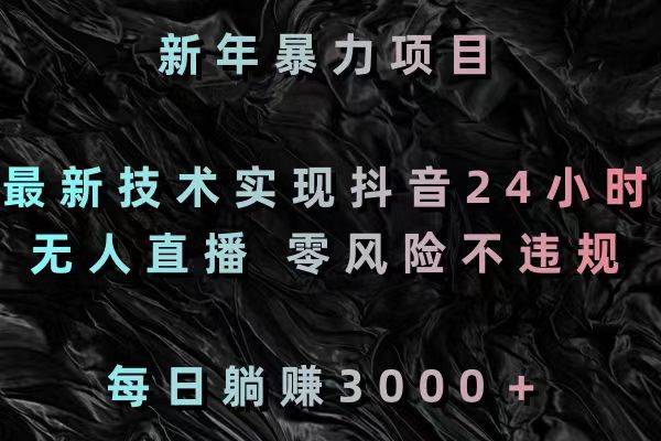 新年暴力项目，最新技术实现抖音24小时无人直播 零风险不违规 每日躺赚3000-阿戒项目库