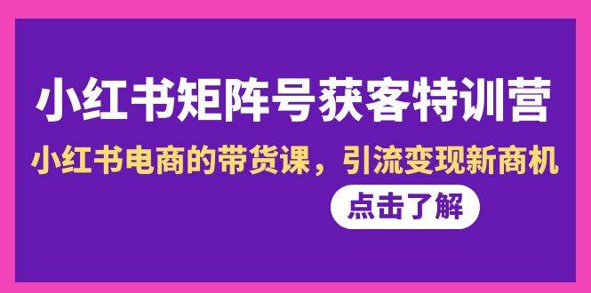 小红书-矩阵号获客特训营-第10期，小红书电商的带货课，引流变现新商机-阿戒项目库