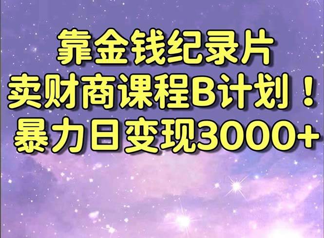靠金钱纪录片卖财商课程B计划！暴力日变现3000+，喂饭式干货教程！-阿戒项目库