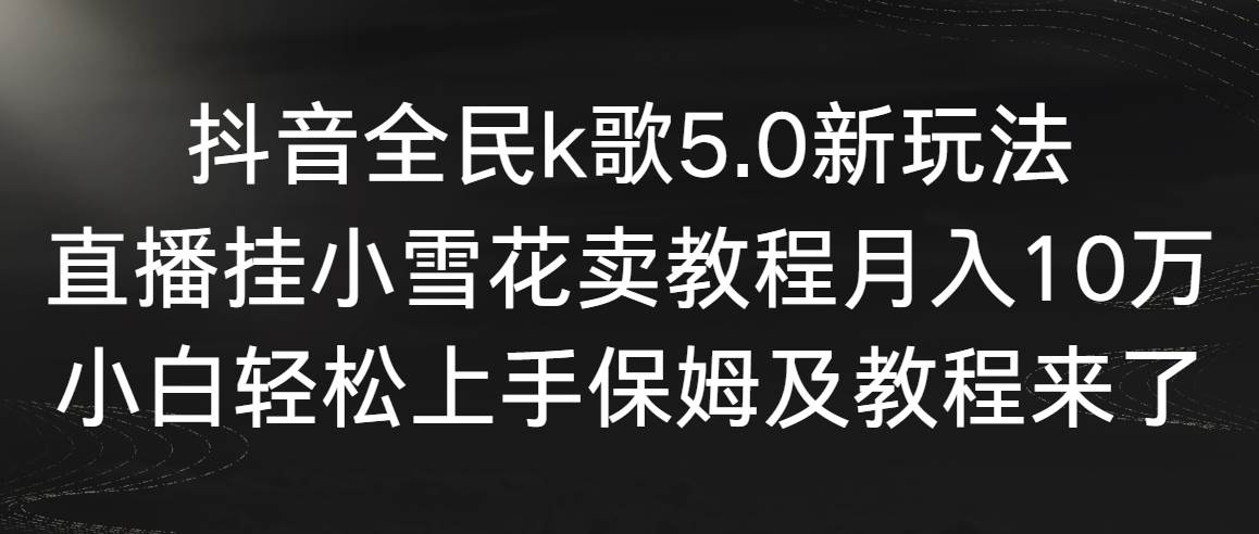 抖音全民k歌5.0新玩法，直播挂小雪花卖教程月入10万，小白轻松上手，保…-阿戒项目库