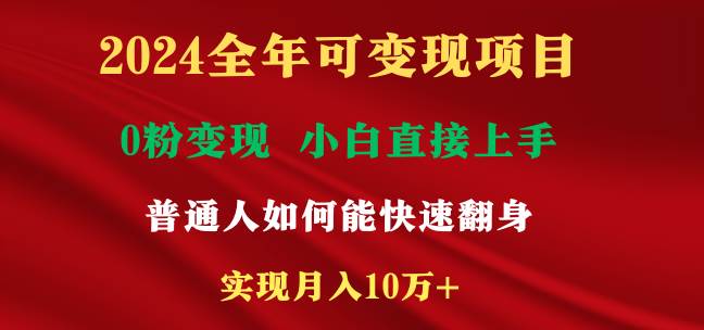 2024全年可变现项目，一天收益至少2000+，小白上手快，普通人就要利用互…-阿戒项目库