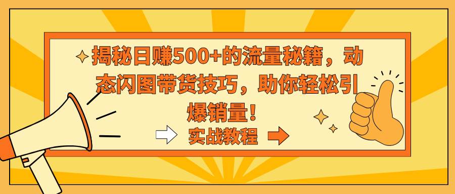 揭秘日赚500+的流量秘籍，动态闪图带货技巧，助你轻松引爆销量！-阿戒项目库