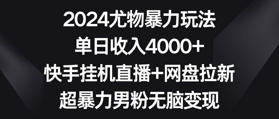 2024尤物暴力玩法 单日收入4000+快手挂机直播+网盘拉新 超暴力男粉无脑变现-阿戒项目库