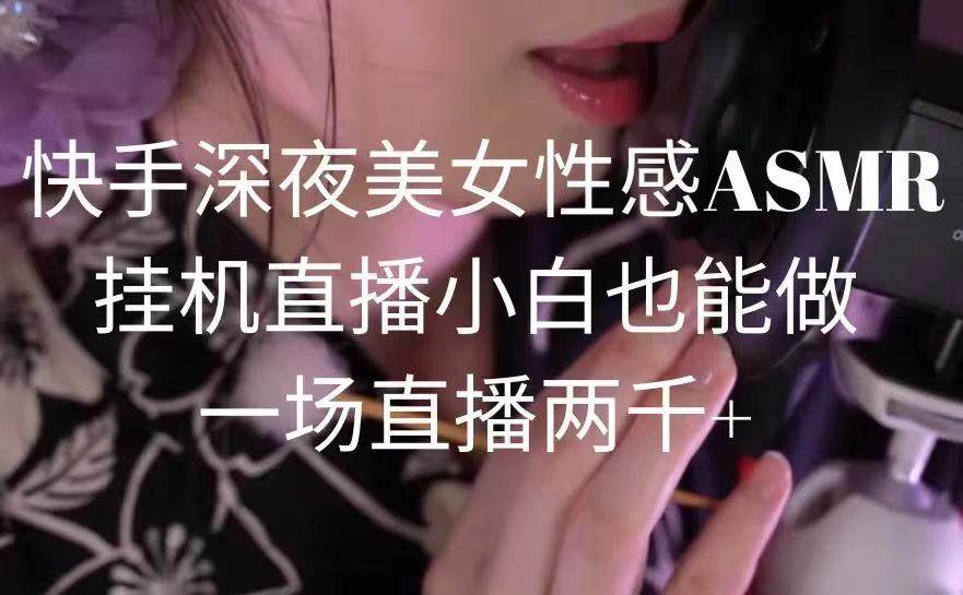 快手深夜美女性感ASMR挂机直播，小白也能做，一场直播两千+-阿戒项目库