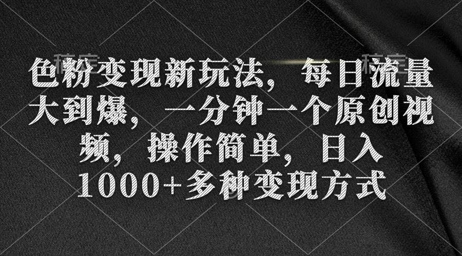 色粉变现新玩法，每日流量大到爆，一分钟一个原创视频，操作简单，日入1000+-阿戒项目库