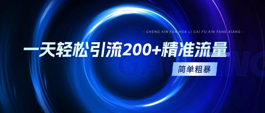 一天轻松引流200+精准流量，简单粗暴，一看就会-阿戒项目库