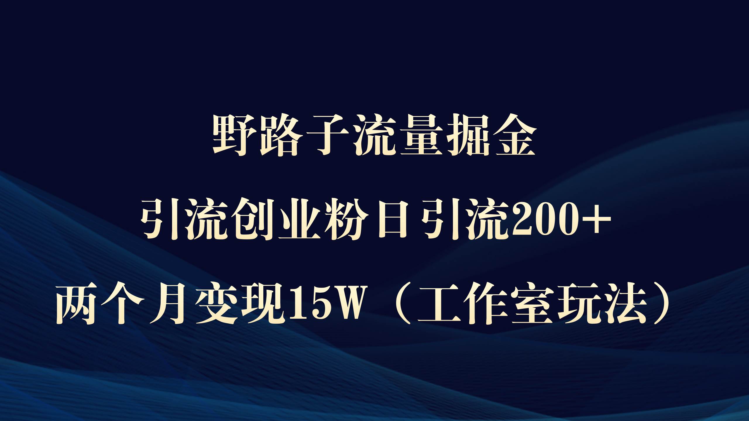 野路子流量掘金，引流创业粉日引流200+，两个月变现15W（工作室玩法））-阿戒项目库