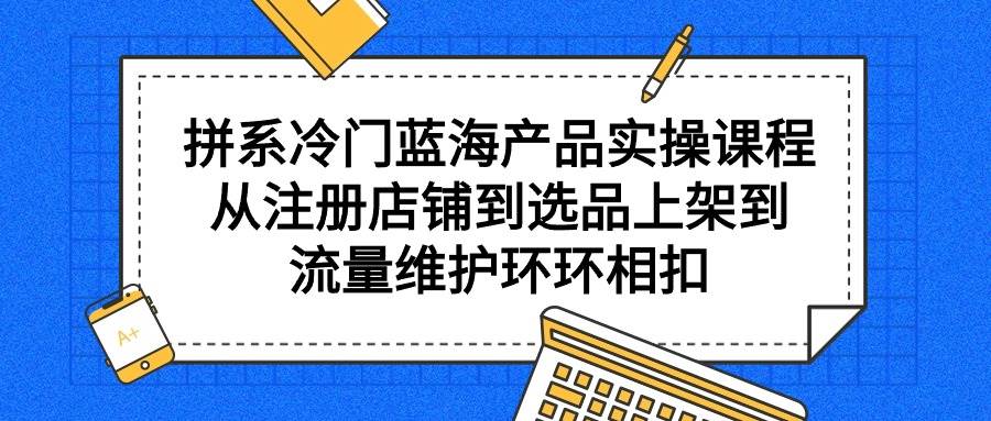 拼系冷门蓝海产品实操课程，从注册店铺到选品上架到流量维护环环相扣-阿戒项目库