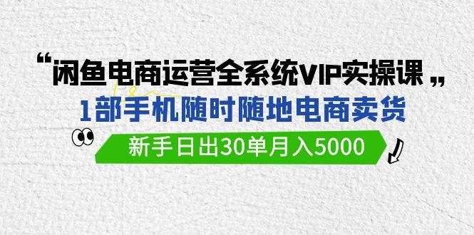 闲鱼电商运营全系统VIP实战课，1部手机随时随地卖货，新手日出30单月入5000-阿戒项目库