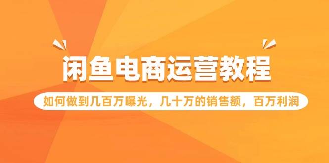 闲鱼电商运营教程：如何做到几百万曝光，几十万的销售额，百万利润-阿戒项目库