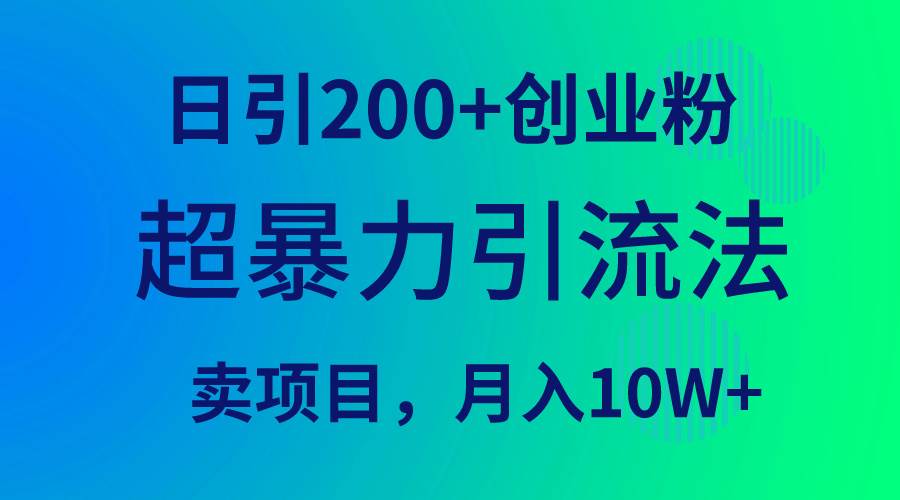 超暴力引流法，日引200+创业粉，卖项目月入10W+-阿戒项目库