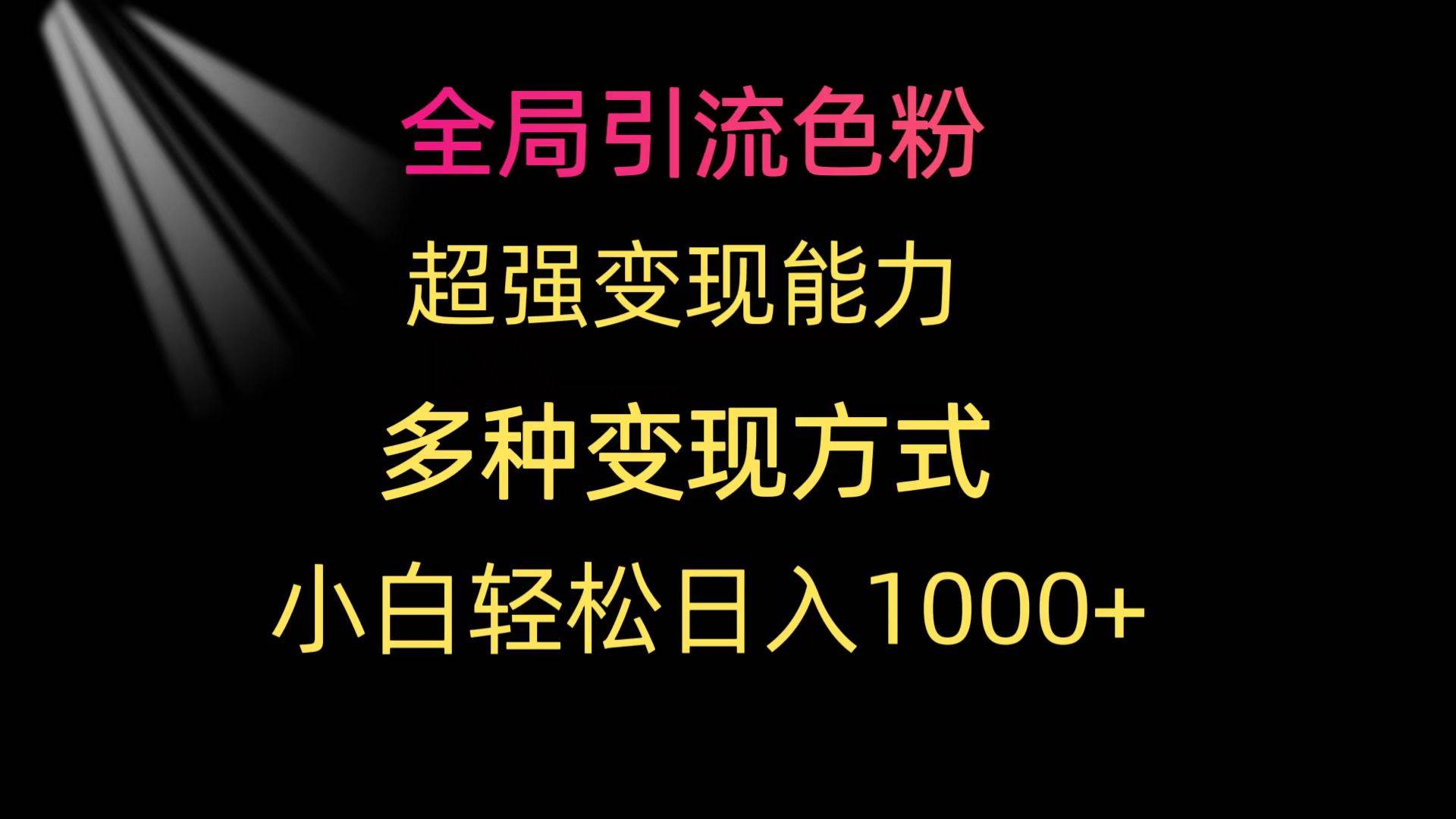 全局引流色粉 超强变现能力 多种变现方式 小白轻松日入1000+-阿戒项目库