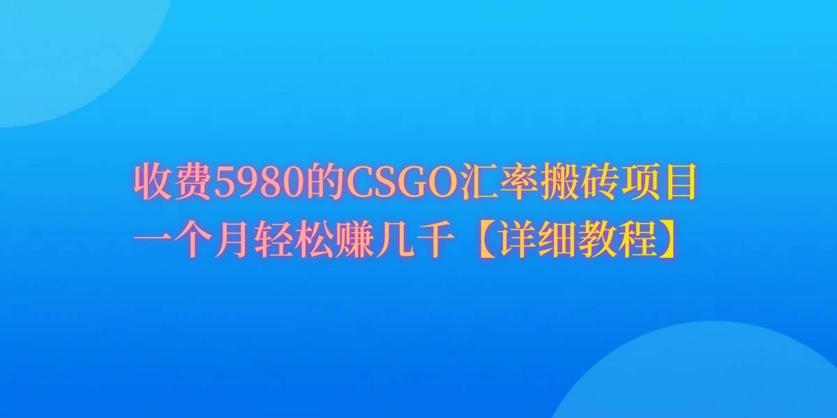 CSGO装备搬砖，月综合收益率高达60%，你也可以！-阿戒项目库