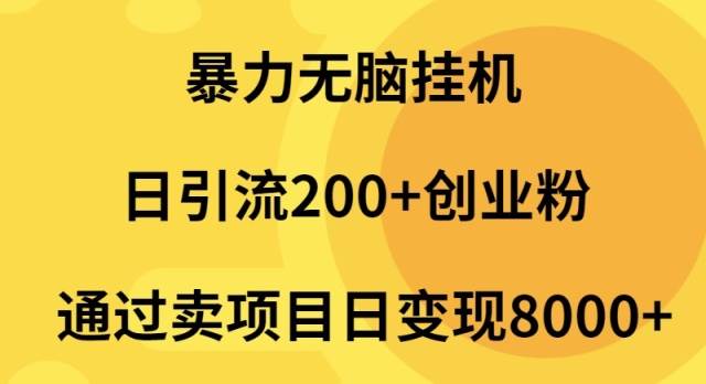 暴力无脑挂机日引流200+创业粉通过卖项目日变现2000+-阿戒项目库