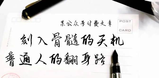 某公众号付费文章：刻入骨髓的天机，揭露“普通人的翻身路” 这件通天大事-阿戒项目库