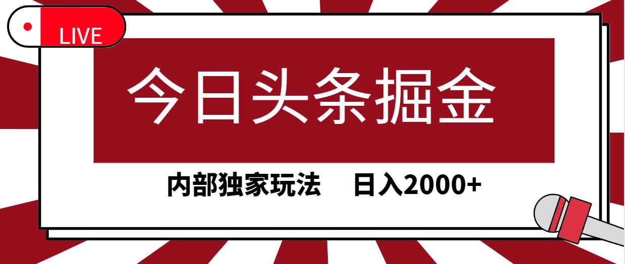 今日头条掘金，30秒一篇文章，内部独家玩法，日入2000+-阿戒项目库