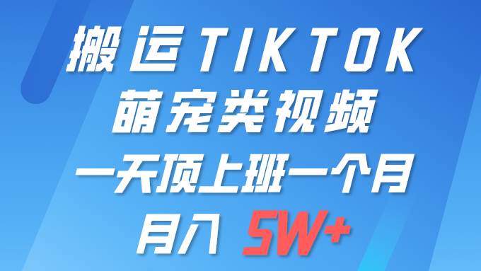 一键搬运TIKTOK萌宠类视频 一部手机即可操作 所有平台均可发布 轻松月入5W+-阿戒项目库