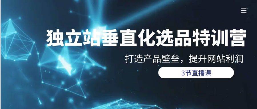 独立站-垂直化选品训练营，打造产品壁垒，提升网站利润（3节直播课）-阿戒项目库