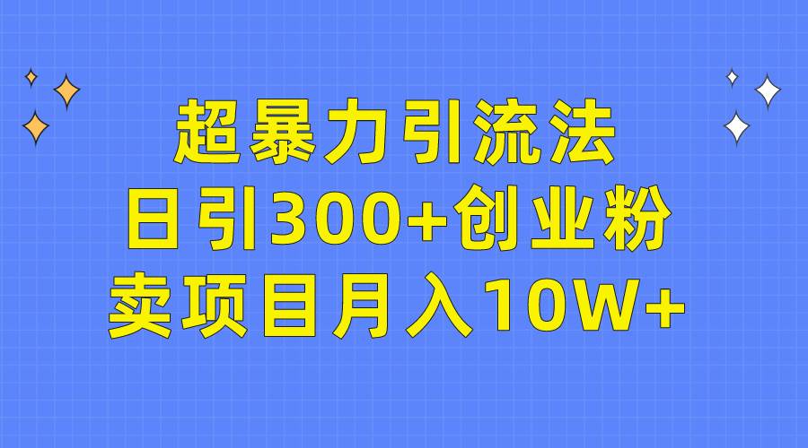 超暴力引流法，日引300+创业粉，卖项目月入10W+-阿戒项目库