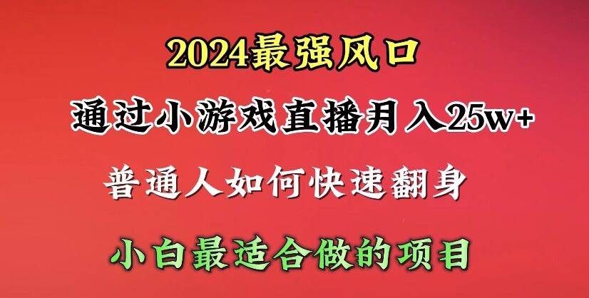 2024年最强风口，通过小游戏直播月入25w+单日收益5000+小白最适合做的项目-阿戒项目库