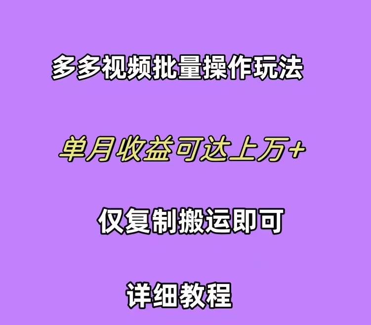 拼多多视频带货快速过爆款选品教程 每天轻轻松松赚取三位数佣金 小白必…-阿戒项目库