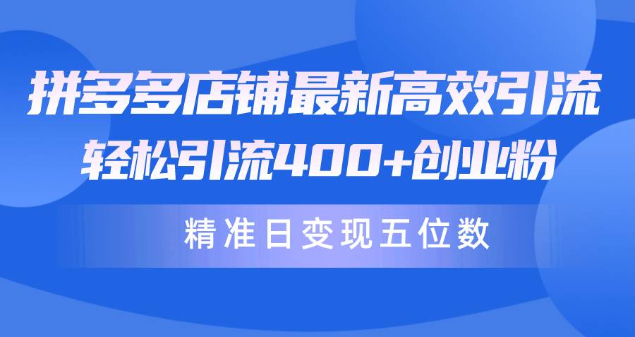 拼多多店铺最新高效引流术，轻松引流400+创业粉，精准日变现五位数！-阿戒项目库