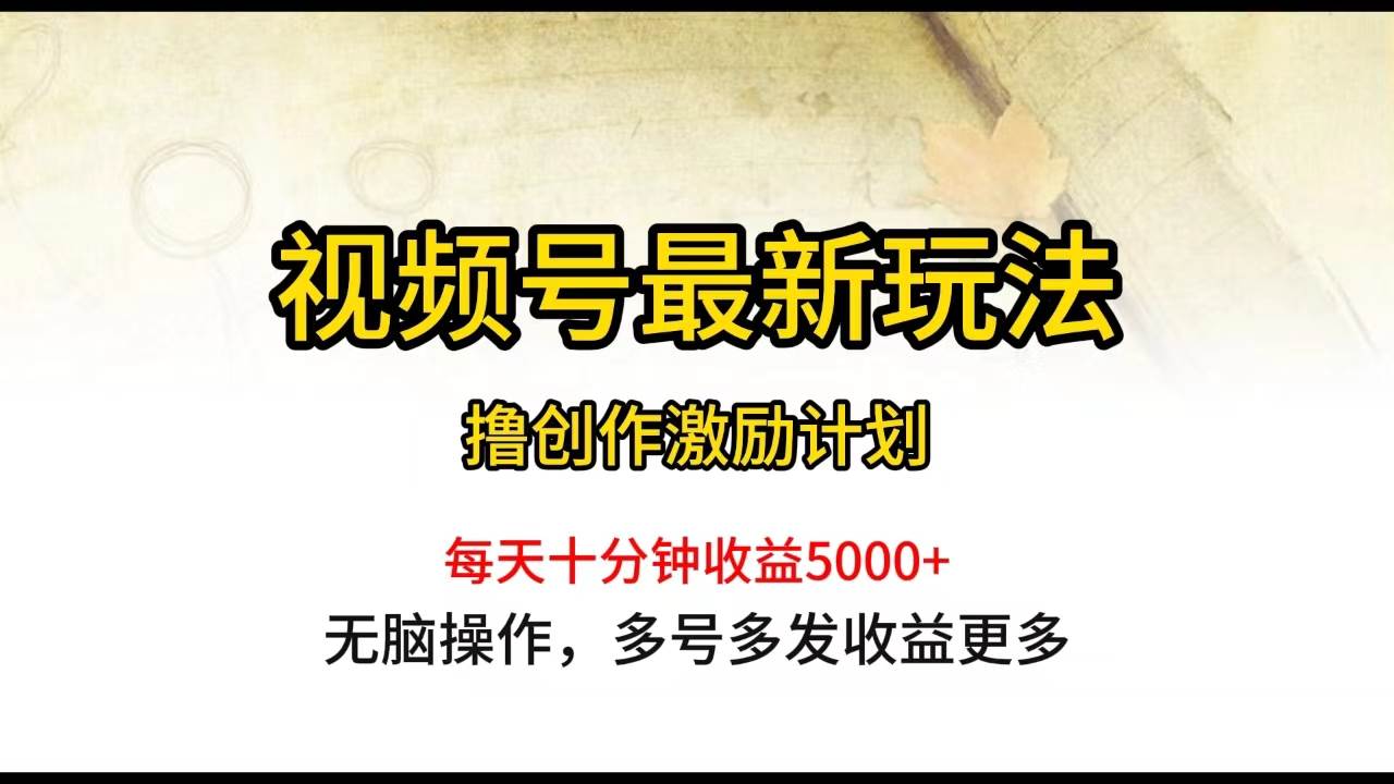 视频号最新玩法，每日一小时月入5000+-阿戒项目库