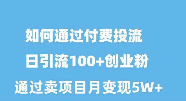 如何通过付费投流日引流100+创业粉月变现5W+-阿戒项目库