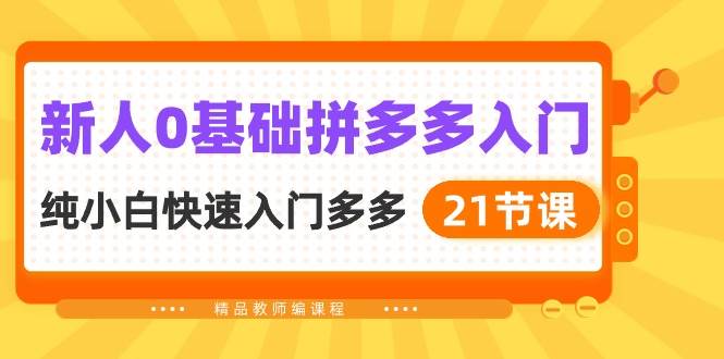 新人0基础拼多多入门，纯小白快速入门多多（21节课）-阿戒项目库