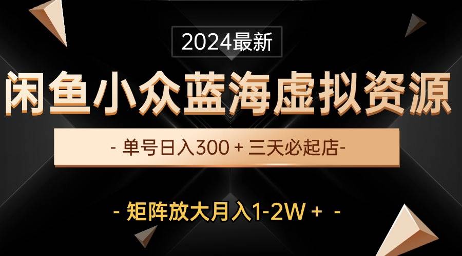 最新闲鱼小众蓝海虚拟资源，单号日入300＋，三天必起店，矩阵放大月入1-2W-阿戒项目库