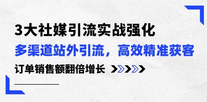 3大社媒引流实操强化，多渠道站外引流/高效精准获客/订单销售额翻倍增长-阿戒项目库