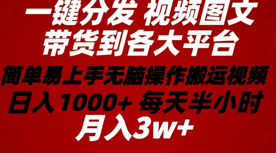 2024年 一键分发带货图文视频  简单易上手 无脑赚收益 每天半小时日入1…-阿戒项目库