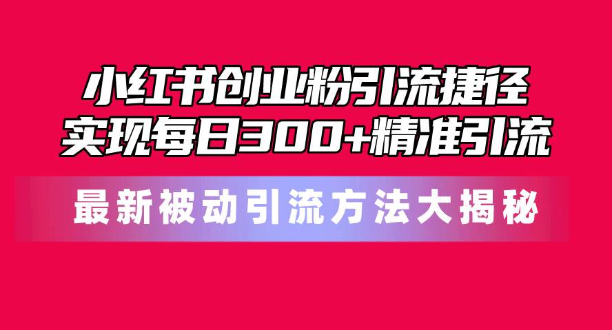 小红书创业粉引流捷径！最新被动引流方法大揭秘，实现每日300+精准引流-阿戒项目库