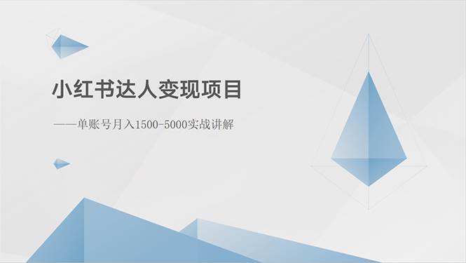 小红书达人变现项目：单账号月入1500-3000实战讲解-阿戒项目库