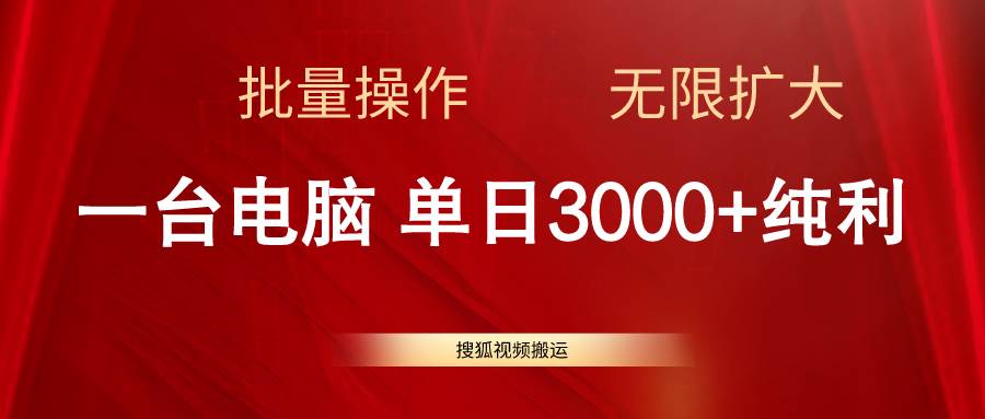 搜狐视频搬运，一台电脑单日3000+，批量操作，可无限扩大-阿戒项目库