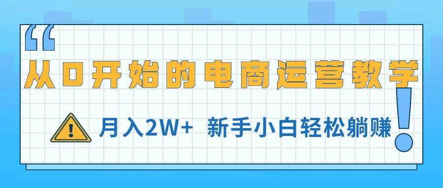 从0开始的电商运营教学，月入2W+，新手小白轻松躺赚-阿戒项目库