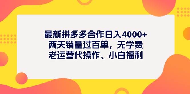 最新拼多多项目日入4000+两天销量过百单，无学费、老运营代操作、小白福利-阿戒项目库