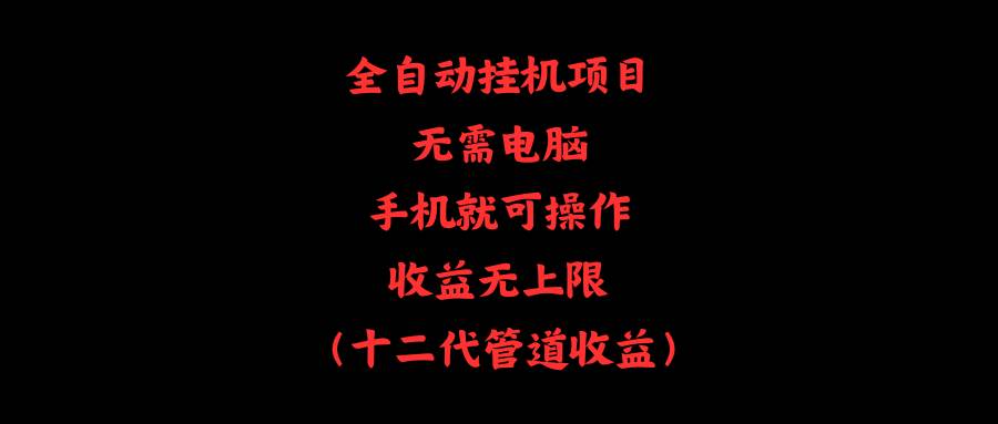 全自动挂机项目，无需电脑，手机就可操作，收益无上限-阿戒项目库