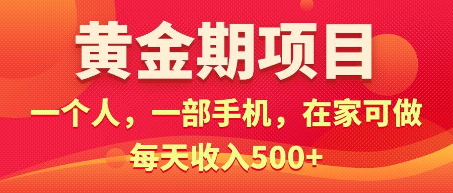 黄金期项目，电商搞钱！一个人，一部手机，在家可做，每天收入500+-阿戒项目库